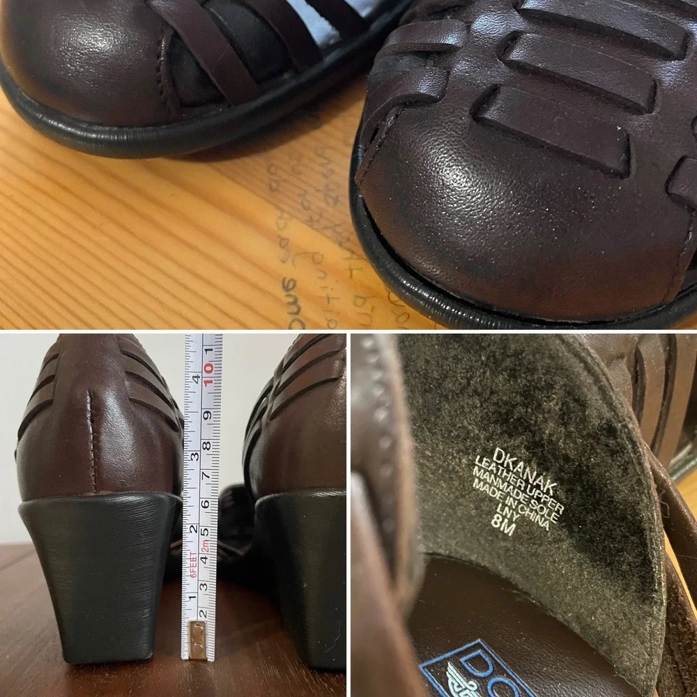 Dockers Dkanak Brown Leather‎ Huarache Wedge Sandal Size 8
